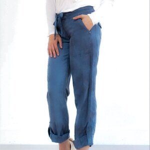 Anthropologie Marrakech Charlotte Tencel Linen Blend Pants Tab Roll Sz 31 NWT‎